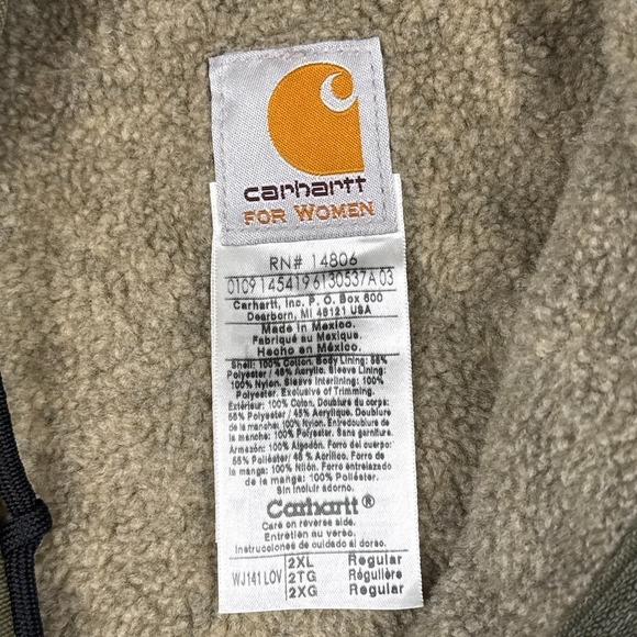 Vintage Carhartt Jacket Womens 2XL Green Active Sierra Sherpa Lined WJ141 LOV - Picture 4 of 9